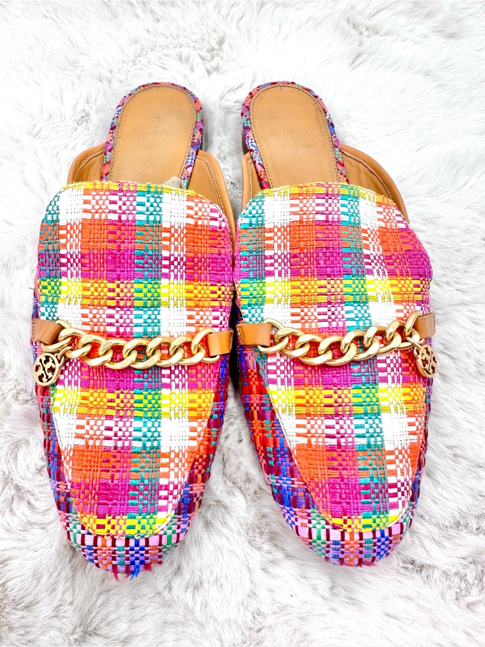 Tory Burch Mini Benton Loafer Slide Mule Flats Multicolor Charm Size 11 - Picture 4 of 11
